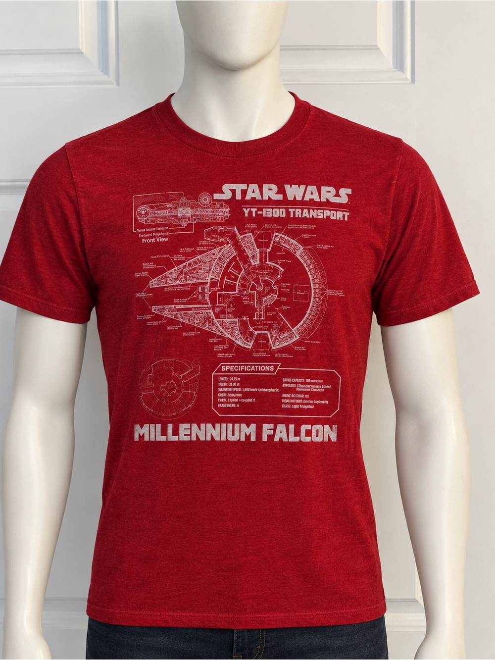 Star Wars Red Millennium Falcon Womens Graphic Tee